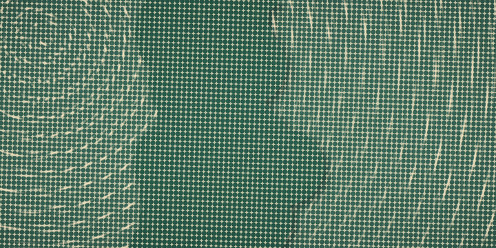 Vintage halftone dot pattern over wrinkled green paper texture, with gritty printed look. Ideal for retro poster, zine, and grunge graphic backgrounds.