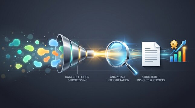 Data Flow Diagram: Visualizing the process of data collection, analysis, and interpretation, culminating in structured insights and reports.