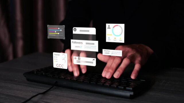 Social media analytics dashboard monitoring follower growth and content engagement metrics, representing channel optimization, audience reach, and digital performance tracking.