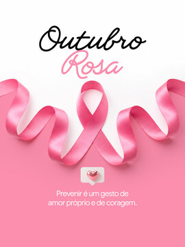 Outubro Rosa Conscientiza&ccedil;&atilde;o C&acirc;ncer de Mama Post Card Insta Template Banner
