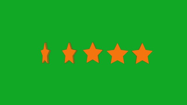 3 d five star rating animation rotating on green screen for customer feedback and review ui 5 star customer service