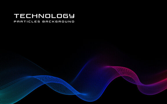 Abstract technology background with colorful glowing particle wave flow