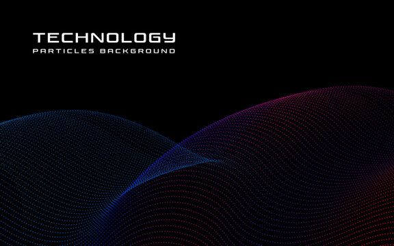 Abstract digital wave background with blue and purple particle flow
