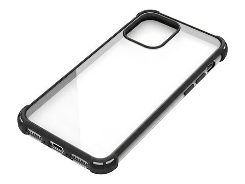 Transparent protective phone case with a durable black reinforced frame