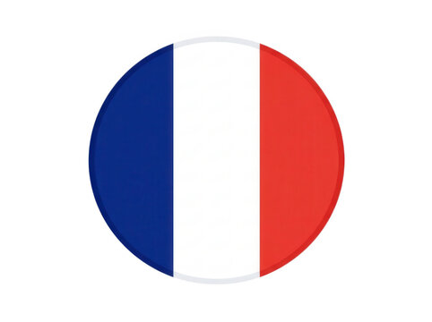 Round icon button with the national flag of france isolated on transparent background