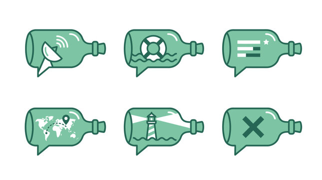 Bottle Message Forming Chat Bubble Concept of Maritime Communication