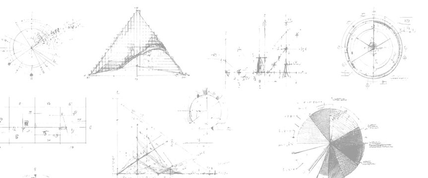 Hand drawn scientific diagrams and charts with handwritten notes and annotations graph technical