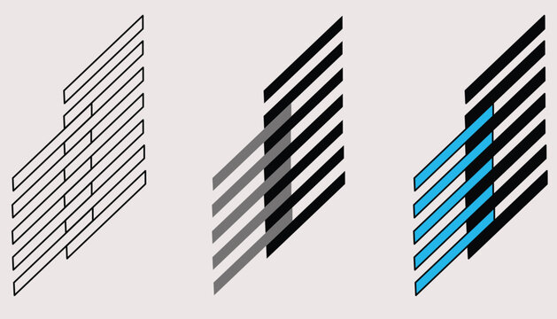 Abstract geometric numeral letter I number 1 logo vector icon set