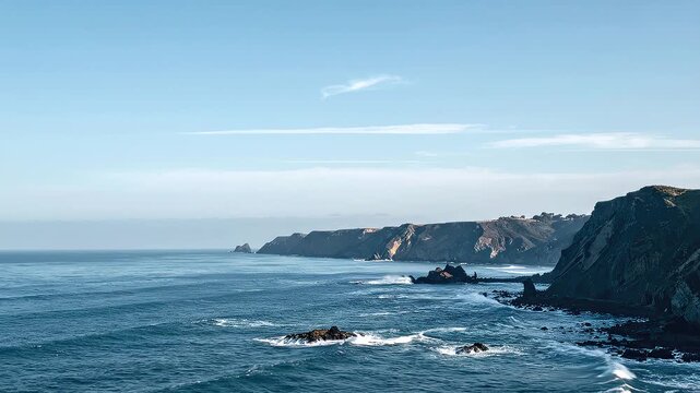Scenic Coastal Cliffs and Deep Blue Ocean