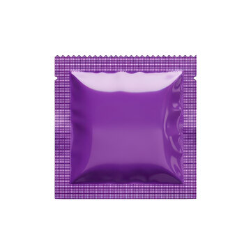 Purple square condom foil wrapper isolated on transparent background
