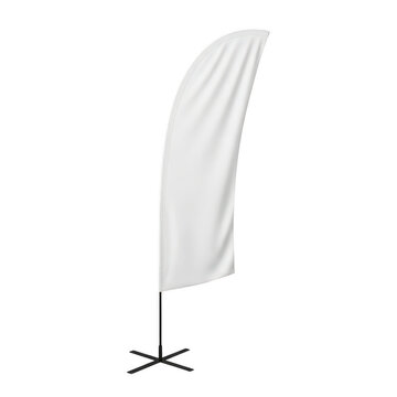 Blank white feather flag banner mockup for advertising isolated on transparent background