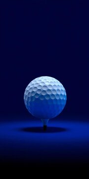 Single Golf Ball Shining on Dark Blue Background, background, lighting