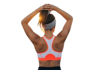 Fototapeta premium Athletic woman adjusting her ponytail before starting a fitness workout
