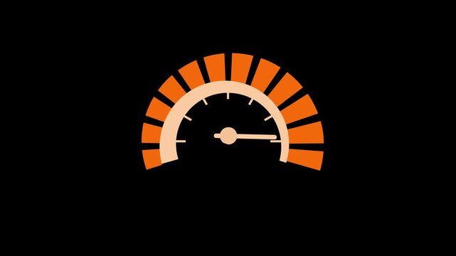 Simple gauge or speedometer icon partial dial with a needle and segmented scale animation