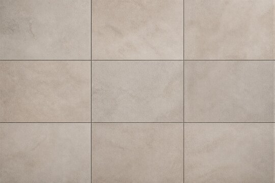 Beige ceramic floor tiles arranged in grid with grout seams visible