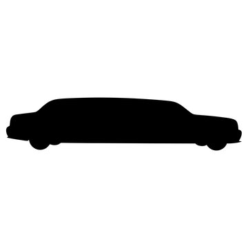 Limousine silhouette vector, black luxury car profile icon, elegant stretch limo transport graphic for event signage