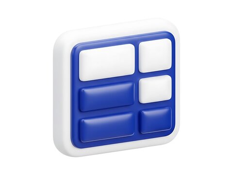 A 3d isometric icon representing a digital dashboard with modular interface