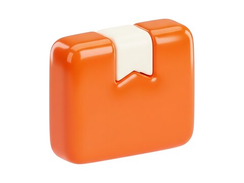Minimalist orange rectangular icon with a white bookmark tab on top surface