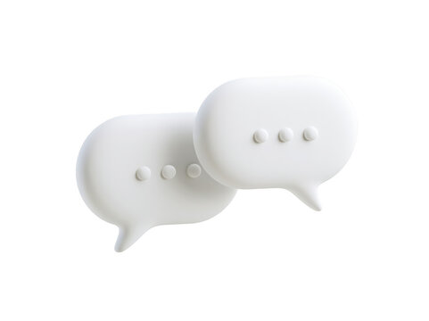 3D white speech bubbles for social media communication and digital messaging icons