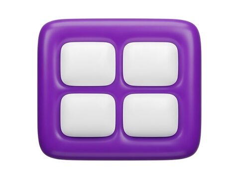 Purple square icon featuring a grid of four white rounded button elements