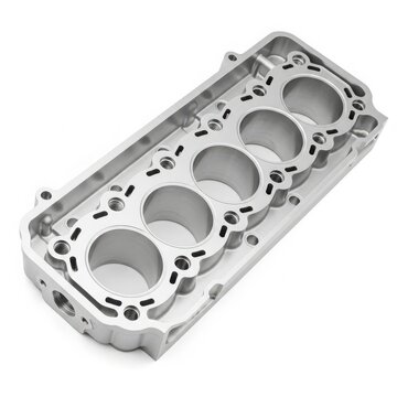Engine cylinder head block with bolt holes isolated on white background