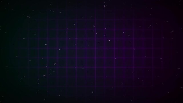 Abstract purple grid background with floating particles with particles white text, dark purple, text box, inspiration
