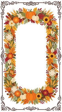 Autumn Friendsgiving Celebration Harvest Vector Illustration Autumnal Feast Frame Design