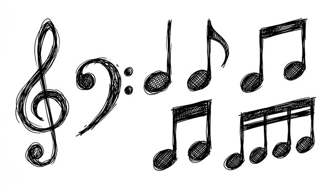 Music note icon, black treble clef vector illustration
