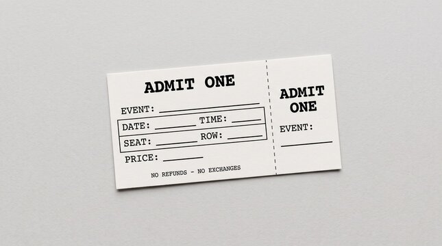 Blank admit one ticket for events and cinema entry.