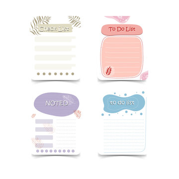 Colorful to do list and checklist templates on transparent background
