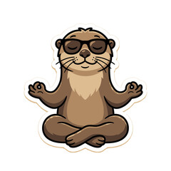 Obraz premium Cool Otter Wearing Sunglasses Meditating Pose.