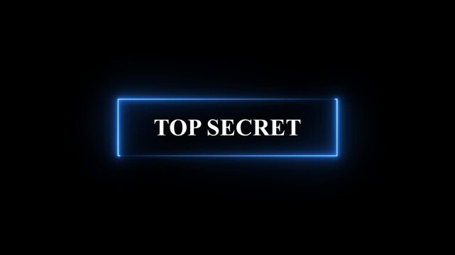 Glowing neon rectangle Top secret grunge stamp symbol 3d editable text effect.4k motion graphics video animation..