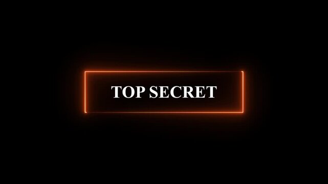 Glowing neon rectangle Top secret grunge stamp symbol 3d editable text effect.4k motion graphics video animation..