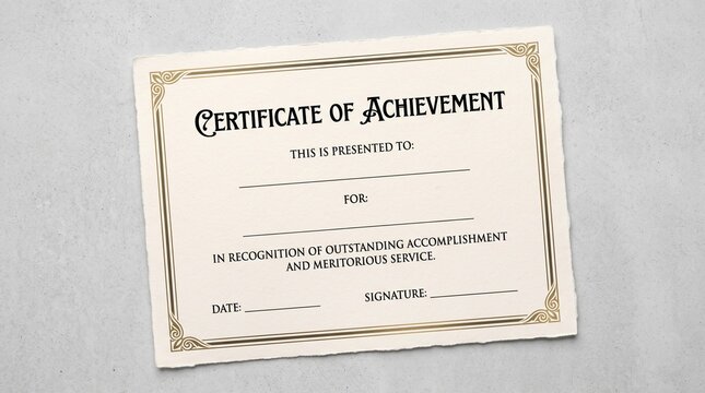 Certificate of Achievement template for professional recognition and awards.