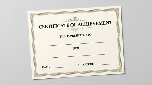 Certificate of achievement template for professional recognition and awards.