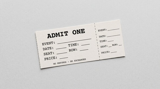 Blank admit one ticket for events and cinema entry.