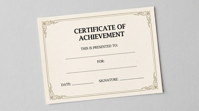 Certificate of achievement template for professional recognition and awards.