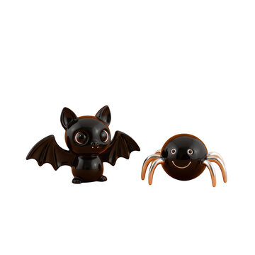 Cute cartoon bat and spider toys for halloween celebration and party decoration with a fun and spooky design