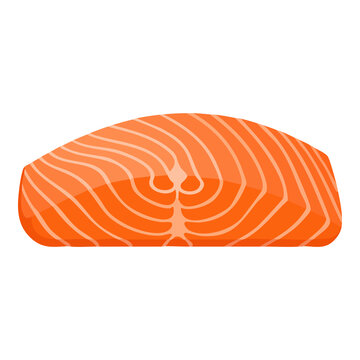 Salmon fish steak section graphic element for culinary recipe card and healthy omega three diet visual