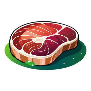 Juicy raw meat steak vector icon for barbecue party banner and culinary meat preparation guide