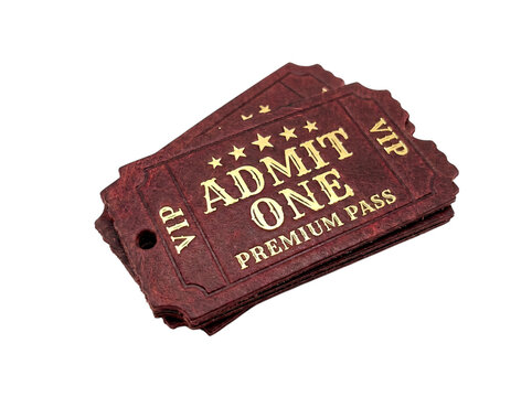Stack of vintage style red VIP admit one tickets for exclusive events and premium access