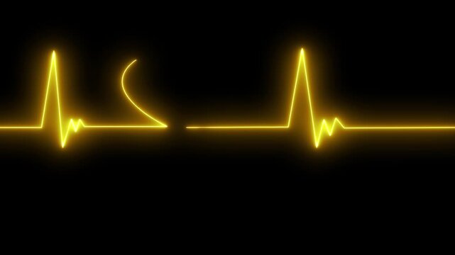 Neon ecg heartbeat line animation on black background