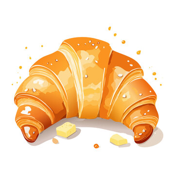 French pastry croissant illustration for breakfast food delivery app visual and morning bakery promotion asset
