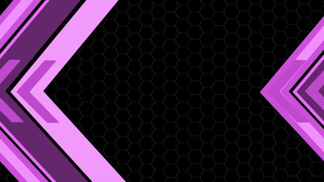 Honeycomb background geometric chevrons on left and right modern tech abstract design animation