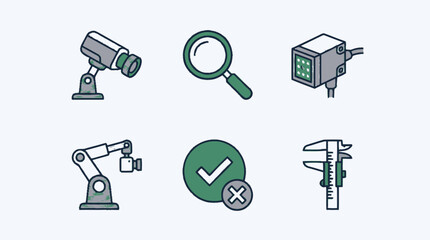 Fototapeta premium Flat icons of technology and industry tools.