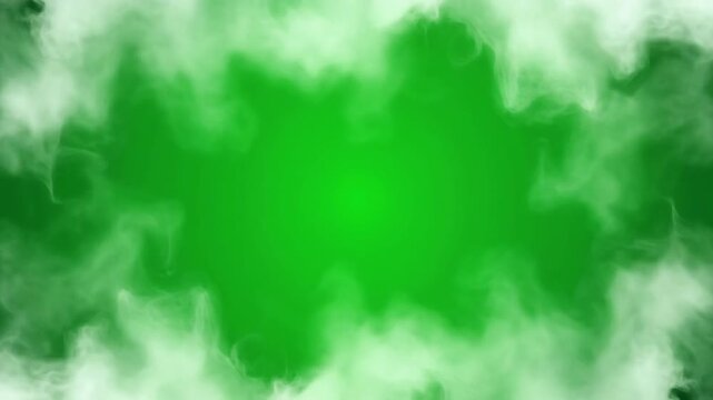 White Mist Flowing Along Frame Borders on Green Screen
