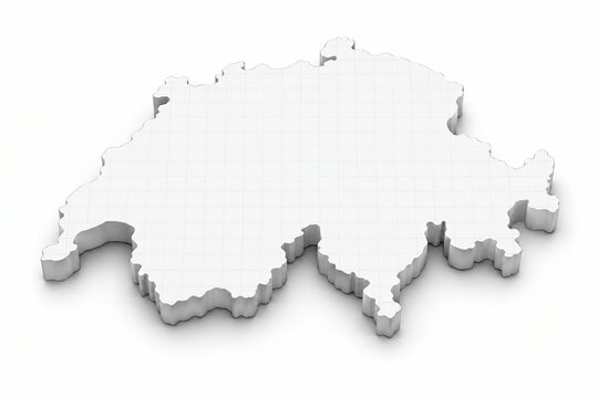 3d map of switzerland country shape isolated on a white background