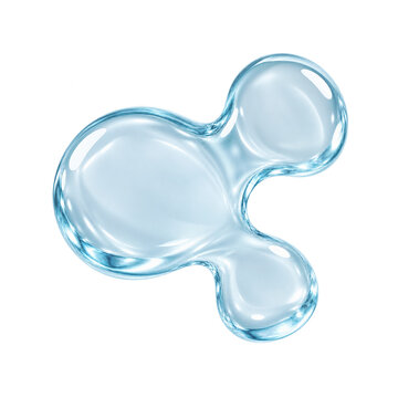 Three lobed water gel blob isolated on transparent background