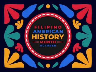 Fototapeta premium Filipino american history month celebration card with colorful decorative floral pattern background