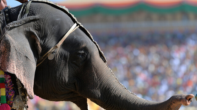 Captivating Side Profile of a Decorated Elephant Participating in the Grand Mysore Dasara Festival